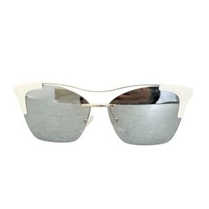 NWOT Authentic Prada Women’s Cream and Black Mirror Lense Sunglasses